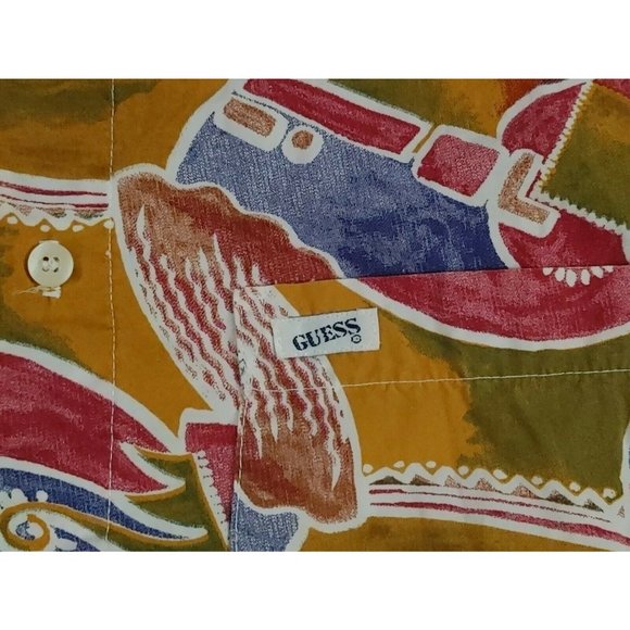 Vintage 1980's Shirt GUESS GEORGES MARCIANO Geometric Mens sz L Made USA 80's - Picture 4 of 16